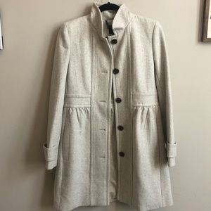 Women’s Wool Grey Button Down Coat, Size 6 J Crew